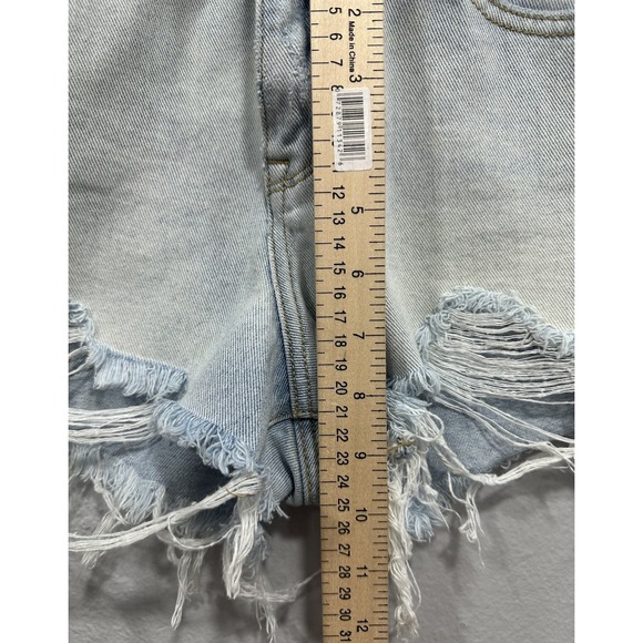 Pacsun Shorts Women's Size 25 High Rise Cut-Off Denim Distressed 5 Pockets Lt. B - Picture 5 of 9